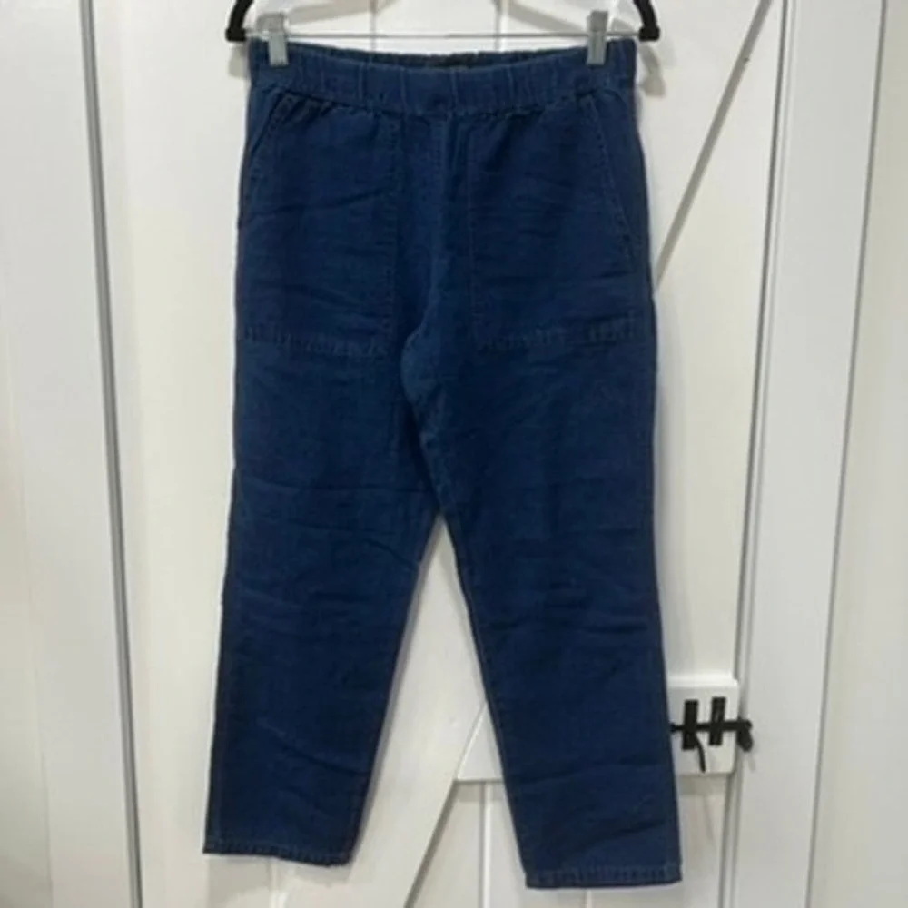 Banana Republic Womens Pants XS NWT $89.50 Dark Blue Linen Tapered Relaxed